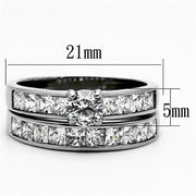 TK1321 - High polished (no plating) Stainless Steel Ring with AAA Grade CZ in Clear - Freeyouthzbandz