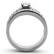 TK1321 - High polished (no plating) Stainless Steel Ring with AAA Grade CZ in Clear - Freeyouthzbandz