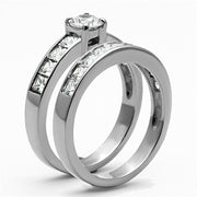 TK1321 - High polished (no plating) Stainless Steel Ring with AAA Grade CZ in Clear - Freeyouthzbandz