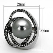 TK1371 - High polished (no plating) Stainless Steel Ring with Synthetic Pearl in Gray - Freeyouthzbandz