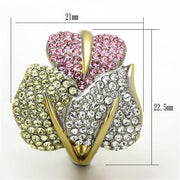 TK1441 - Two - Tone IP Gold (Ion Plating) Stainless Steel Ring with Top Grade Crystal in Multi Color - Freeyouthzbandz