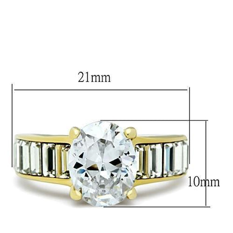 TK1675 - IP Gold(Ion Plating) Stainless Steel Ring with AAA Grade CZ in Clear - Freeyouthzbandz