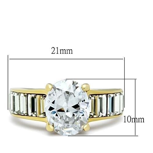 TK1675 - IP Gold(Ion Plating) Stainless Steel Ring with AAA Grade CZ in Clear - Freeyouthzbandz