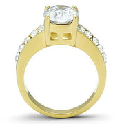 TK1675 - IP Gold(Ion Plating) Stainless Steel Ring with AAA Grade CZ in Clear - Freeyouthzbandz