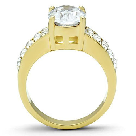 TK1675 - IP Gold(Ion Plating) Stainless Steel Ring with AAA Grade CZ in Clear - Freeyouthzbandz