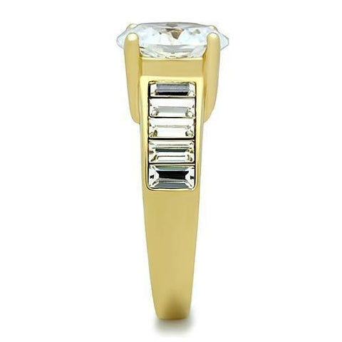 TK1675 - IP Gold(Ion Plating) Stainless Steel Ring with AAA Grade CZ in Clear - Freeyouthzbandz