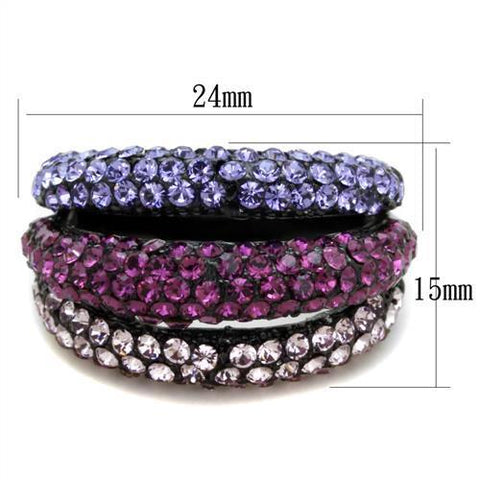TK1831 - IP Black(Ion Plating) Stainless Steel Ring with Top Grade Crystal in Multi Color - Freeyouthzbandz