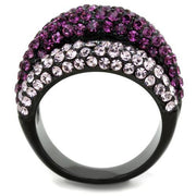 TK1831 - IP Black(Ion Plating) Stainless Steel Ring with Top Grade Crystal in Multi Color - Freeyouthzbandz