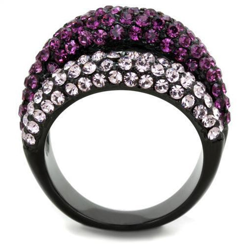 TK1831 - IP Black(Ion Plating) Stainless Steel Ring with Top Grade Crystal in Multi Color - Freeyouthzbandz