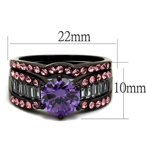 TK2652 - IP Dark Brown (IP coffee) Stainless Steel Ring with AAA Grade CZ in Amethyst - Freeyouthzbandz