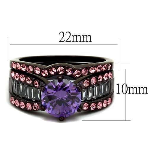 TK2652 - IP Dark Brown (IP coffee) Stainless Steel Ring with AAA Grade CZ in Amethyst - Freeyouthzbandz