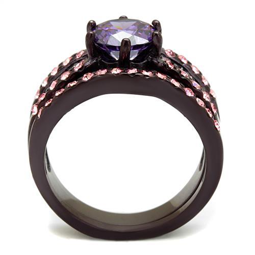 TK2652 - IP Dark Brown (IP coffee) Stainless Steel Ring with AAA Grade CZ in Amethyst - Freeyouthzbandz