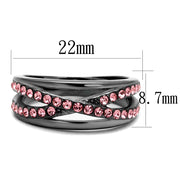 TK2688 - IP Light Black (IP Gun) Stainless Steel Ring with Top Grade Crystal in Light Peach - Freeyouthzbandz