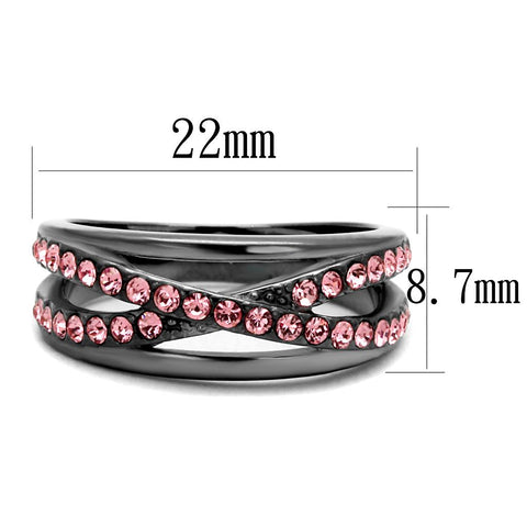 TK2688 - IP Light Black (IP Gun) Stainless Steel Ring with Top Grade Crystal in Light Peach - Freeyouthzbandz