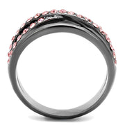 TK2688 - IP Light Black (IP Gun) Stainless Steel Ring with Top Grade Crystal in Light Peach - Freeyouthzbandz