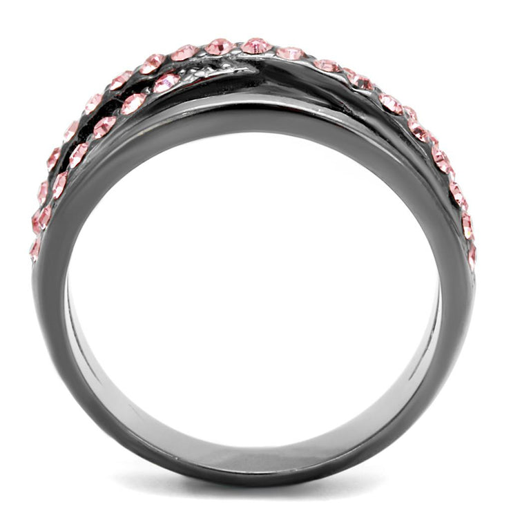 TK2688 - IP Light Black (IP Gun) Stainless Steel Ring with Top Grade Crystal in Light Peach - Freeyouthzbandz