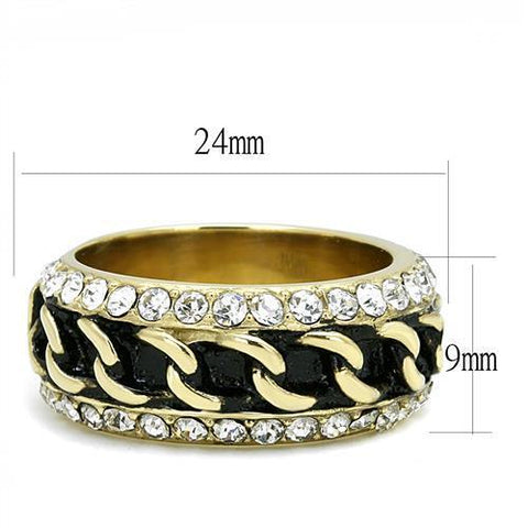 TK3196 - IP Gold(Ion Plating) Stainless Steel Ring with Top Grade Crystal in Clear - Freeyouthzbandz
