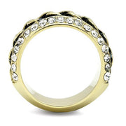 TK3196 - IP Gold(Ion Plating) Stainless Steel Ring with Top Grade Crystal in Clear - Freeyouthzbandz