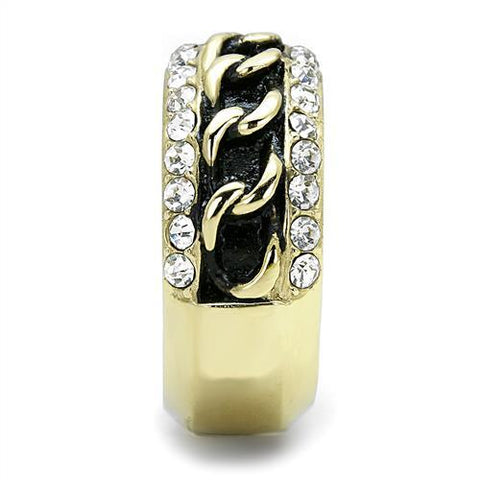 TK3196 - IP Gold(Ion Plating) Stainless Steel Ring with Top Grade Crystal in Clear - Freeyouthzbandz