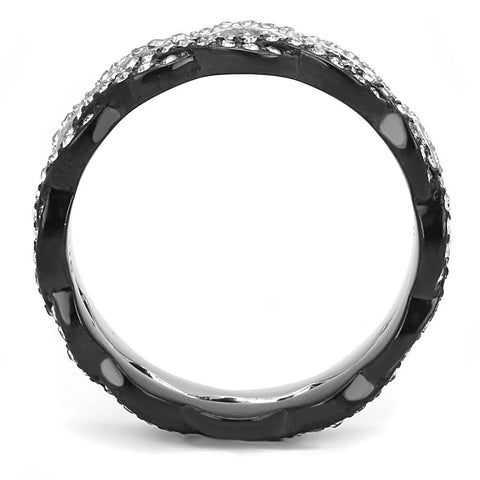 TK3265 - Two - Tone IP Black (Ion Plating) Stainless Steel Ring with Top Grade Crystal in Clear - Freeyouthzbandz