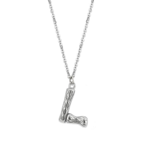 TK3853L High Polished Stainless Steel Chain Initial Pendant - Letter L - Freeyouthzbandz
