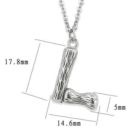 TK3853L High Polished Stainless Steel Chain Initial Pendant - Letter L - Freeyouthzbandz