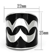 TK926 - High polished (no plating) Stainless Steel Ring with Epoxy in Jet - Freeyouthzbandz