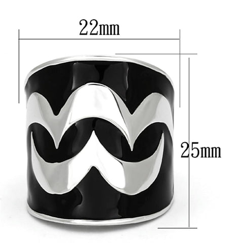 TK926 - High polished (no plating) Stainless Steel Ring with Epoxy in Jet - Freeyouthzbandz