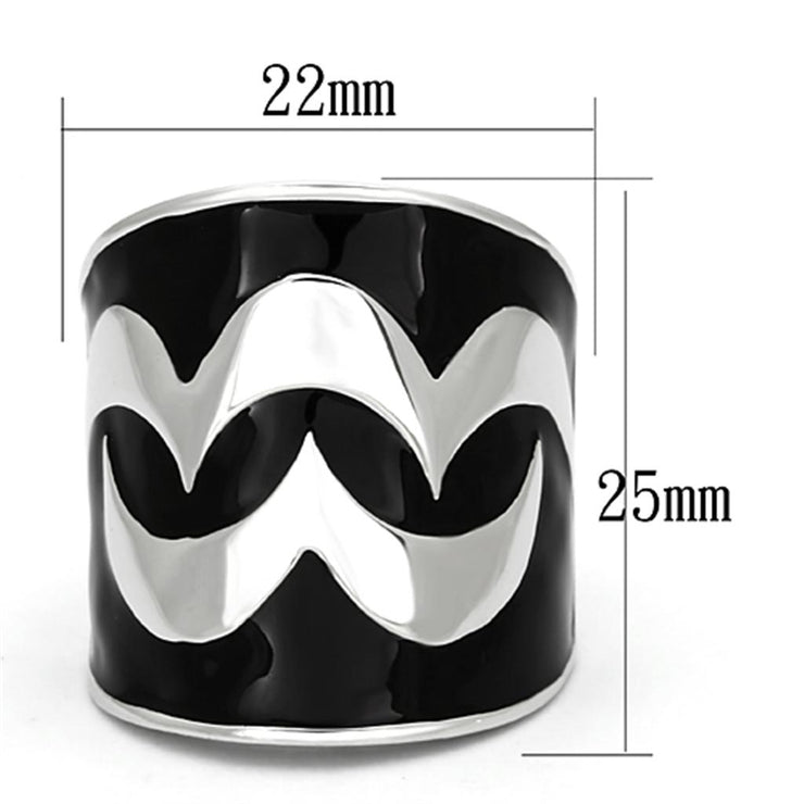 TK926 - High polished (no plating) Stainless Steel Ring with Epoxy in Jet - Freeyouthzbandz