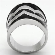 TK926 - High polished (no plating) Stainless Steel Ring with Epoxy in Jet - Freeyouthzbandz
