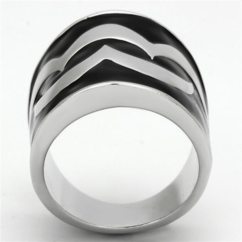 TK926 - High polished (no plating) Stainless Steel Ring with Epoxy in Jet - Freeyouthzbandz