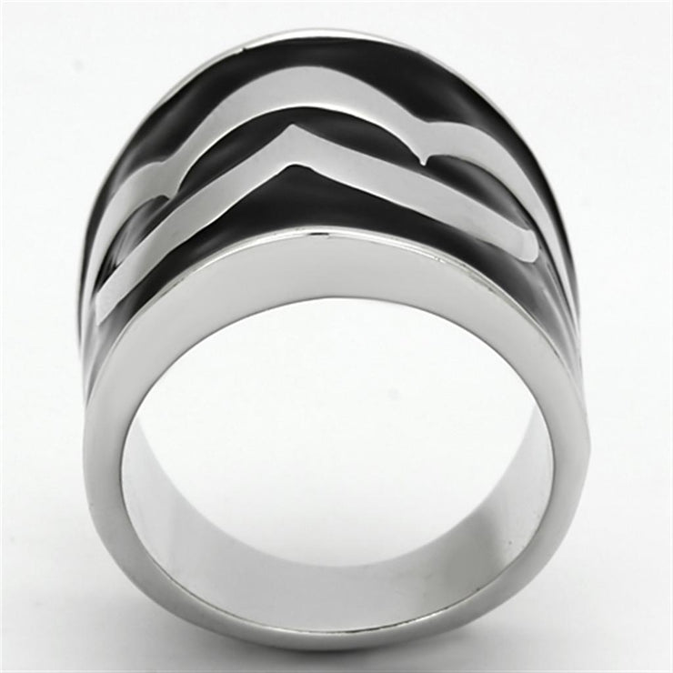 TK926 - High polished (no plating) Stainless Steel Ring with Epoxy in Jet - Freeyouthzbandz