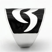 TK926 - High polished (no plating) Stainless Steel Ring with Epoxy in Jet - Freeyouthzbandz