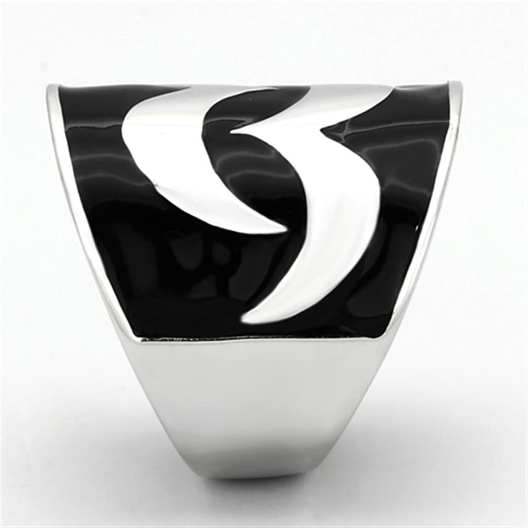 TK926 - High polished (no plating) Stainless Steel Ring with Epoxy in Jet - Freeyouthzbandz