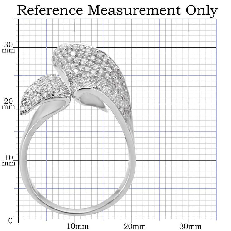 TS032 - Rhodium 925 Sterling Silver Ring with AAA Grade CZ in Clear - Freeyouthzbandz