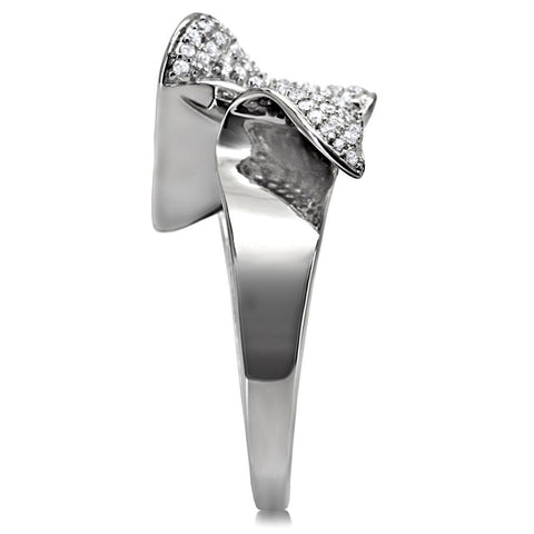 TS032 - Rhodium 925 Sterling Silver Ring with AAA Grade CZ in Clear - Freeyouthzbandz