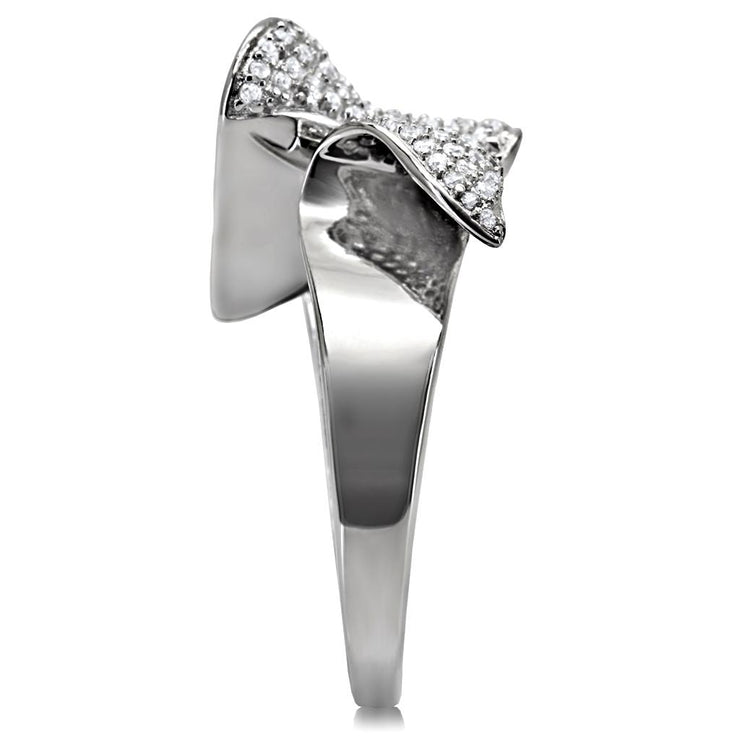 TS032 - Rhodium 925 Sterling Silver Ring with AAA Grade CZ in Clear - Freeyouthzbandz