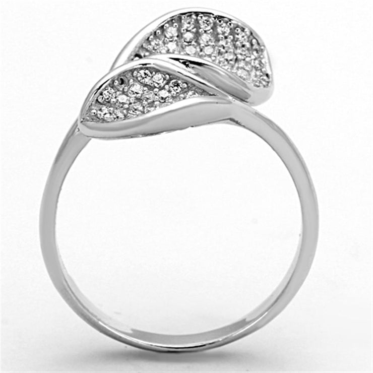 TS149 - Rhodium 925 Sterling Silver Ring with AAA Grade CZ in Clear - Freeyouthzbandz