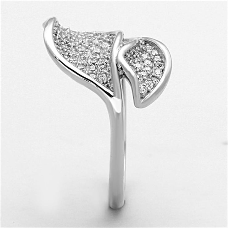 TS149 - Rhodium 925 Sterling Silver Ring with AAA Grade CZ in Clear - Freeyouthzbandz