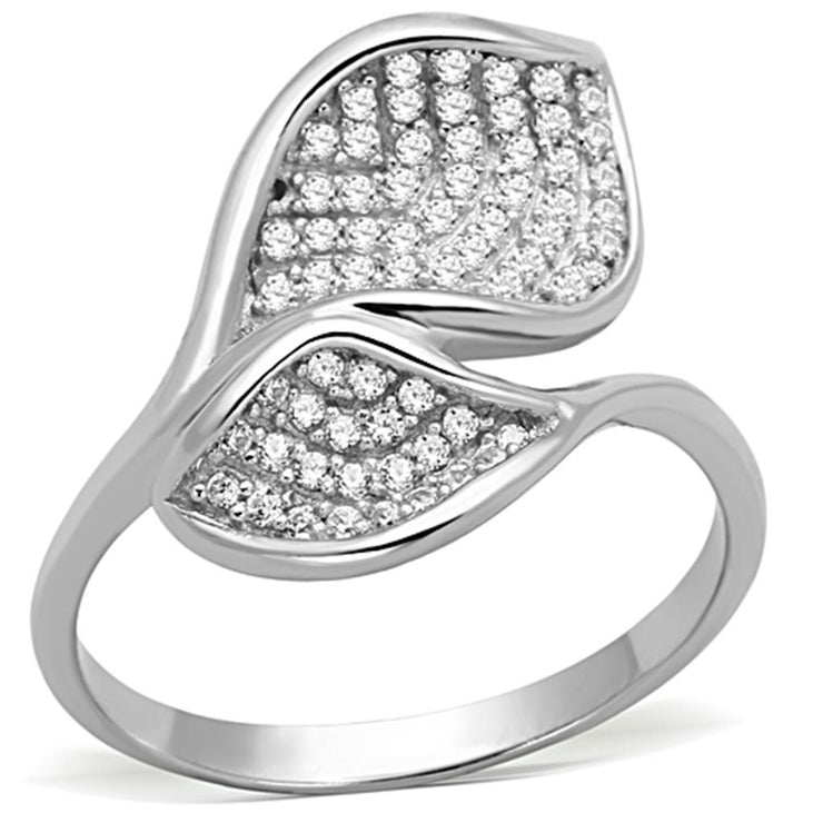 TS149 - Rhodium 925 Sterling Silver Ring with AAA Grade CZ in Clear - Freeyouthzbandz
