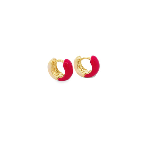 18K Gold Filled Enamel Small Huggie Earrings (K116A) - Freeyouthzbandz