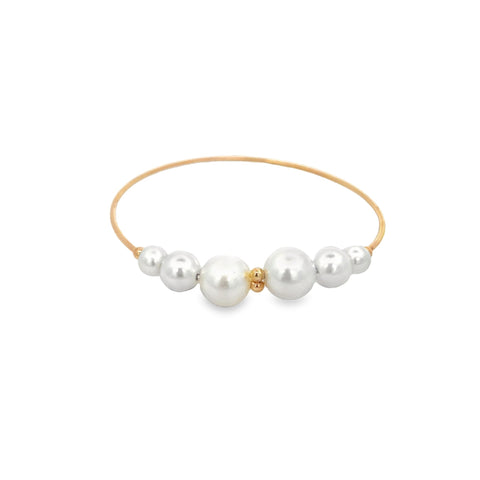 Wrist Cuff Bangle With Gold/Pearls Ball Beads (B2) - Freeyouthzbandz