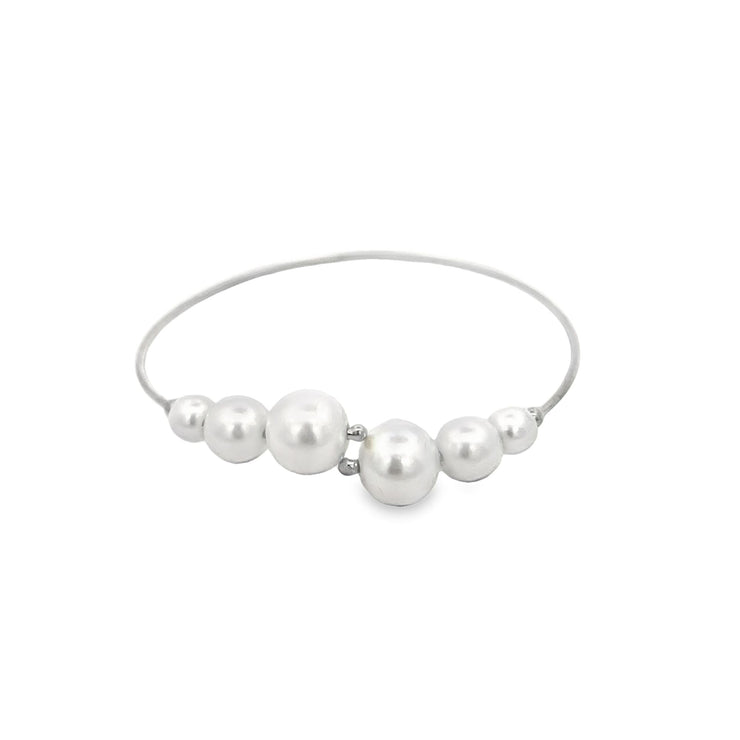 Wrist Cuff Bangle With Gold/Pearls Ball Beads (B2) - Freeyouthzbandz