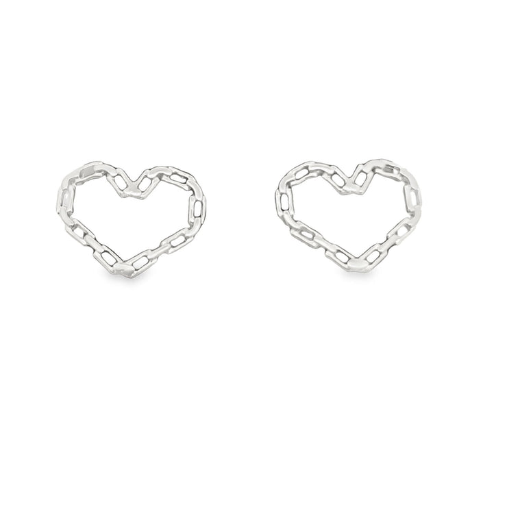 Paper Clip Link Heart Pendant Necklace & Stud Earrings Set (G211) - Freeyouthzbandz