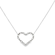 Paper Clip Link Heart Pendant Necklace & Stud Earrings Set (G211) - Freeyouthzbandz