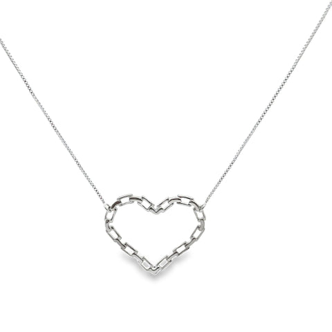 Paper Clip Link Heart Pendant Necklace & Stud Earrings Set (G211) - Freeyouthzbandz