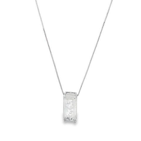 Clear Rectangle Gemstone Pendant Box Chain Necklace (G220) - Freeyouthzbandz