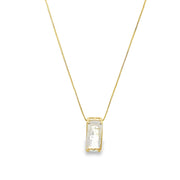 Clear Rectangle Gemstone Pendant Box Chain Necklace (G220) - Freeyouthzbandz