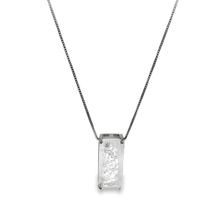 Clear Rectangle Gemstone Pendant Box Chain Necklace (G220) - Freeyouthzbandz