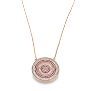 Colorful Pave Disc Circle Pendant Necklace & Stud Earrings Set (G214) - Freeyouthzbandz